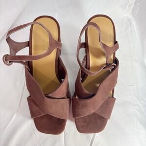 Splendid “Pandora” Strappy Wedge Sandal Raisin Suede Size 7.5